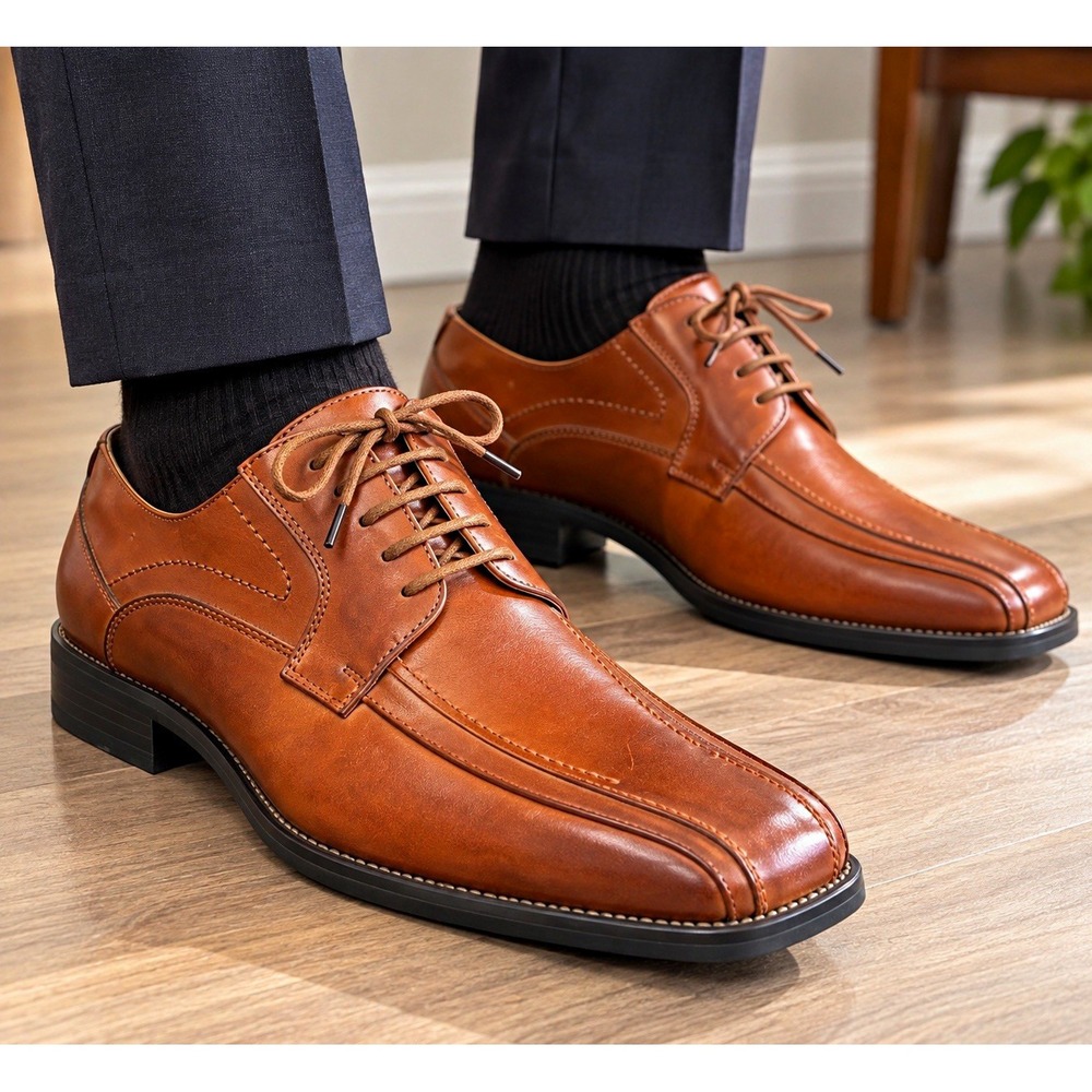 Stacy Adams Corrado Men’s Brown Leather Lace-Up Derby Dress Shoes 9M 23274-03